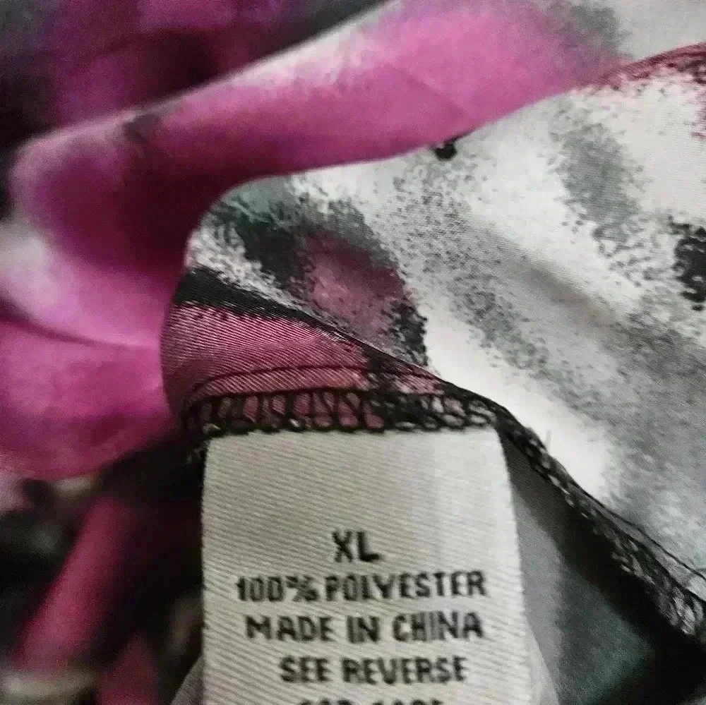 Signature by Larry Levine Pink Gray Floral Flowy Top Sz XL